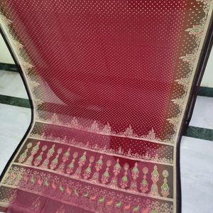 Chiffon Maroon Saree