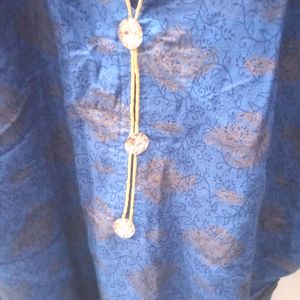 Blue Printed Staight Kurta