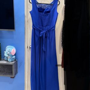 Designer Long Sleeveless Blue Gown