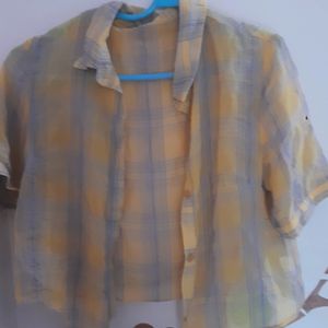 Amazing Yellow Crop Shirt With Knot To Tie