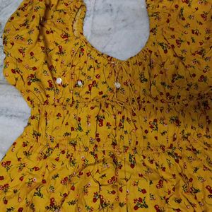 Tokyo Talkies Mustard Yellow  Printed Bardot Top