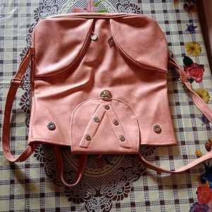 Peach Bagpack For College Girls