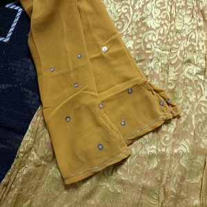 Yellow Stone Work Kurta Set