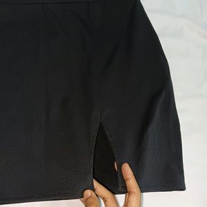 Mini Pencil Skirt With Cutout At One Side