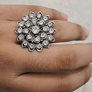 Silver Ring With White Stones