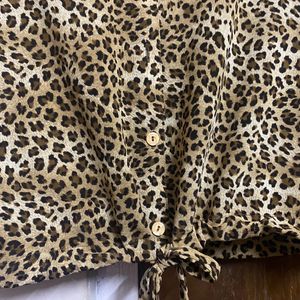 Leopard Print Half Shirt For Women