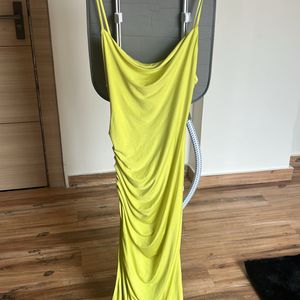 Lime Green Body on Dress With Side Slit