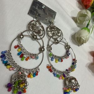 Long Oxidised Jhumkas Multicolour