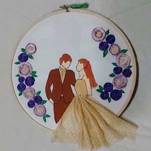 Dancing Couple Wooden Embroidery Hoop