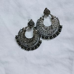 Silver oxidised earrings (trendy)