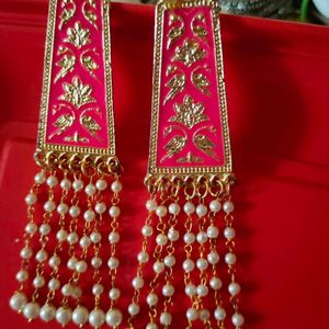 Beautiful Golden 💖 Pink Colour Earrings 😍