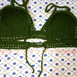 Crochet Bra Top_ Olive Green