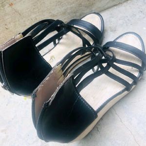 black strip platforms heels