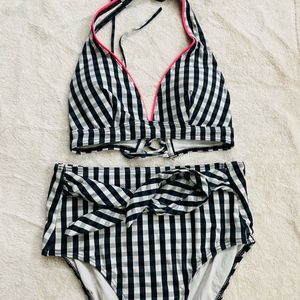 Black N White Check Bikini Set