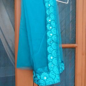 TURQUOIS BLUE HEAVY EMBROIDERED LEHENGA CHOLI SET