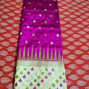 Pink And Half Semi Silk Saree