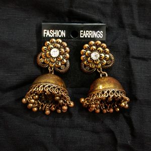 Gold Toned Oxidised Earrings