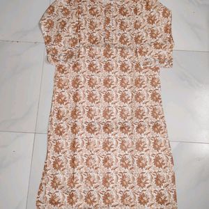 Beige Printed Kurta