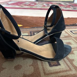 Black Open Toe Low Heels