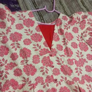 New Flower Print A-line Kurti..