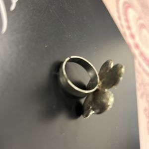 Multi Colour Silver Flower Ring