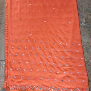 Orange Embroidery Saree