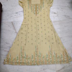 Light Yellow Embroidery Square Neck Kurta Set