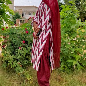 Cherry Colour Suit Salwar With Pure Dupatta