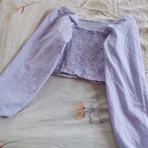 Beautiful Lavender Balloon Sleeve Crop Top🪐🌼