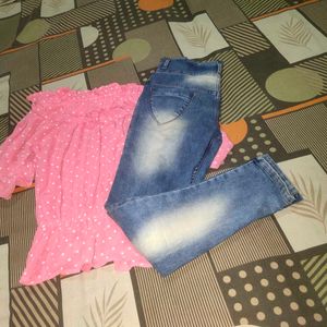 Combo Of Girls Top And Jeans Pants