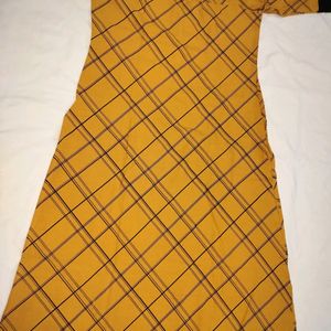 Cotton Slub Mustard Kurti For Girls