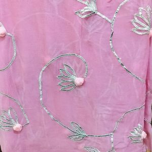 Baby Pink Colour Siffon Saree