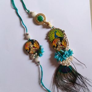 Radha -Krishna Design Rakhi and lumba set