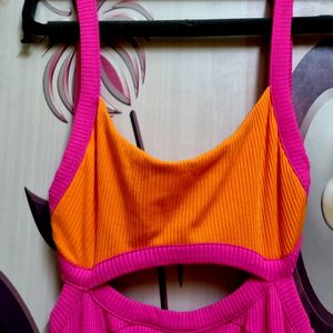 Trendyol Pink And orange colour block Dress