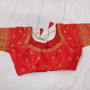 Banglori Silk Embroidery Work Red Blouse