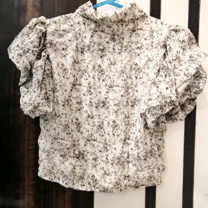 Floral Print Puffed Sleeves For Women / Girls