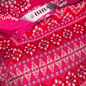 Biba Bandhani Pink Kurta XL