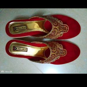 Bridal Or Red Party Wear Heel + Saree