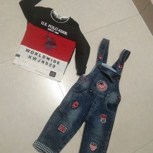 Brand New Denim Dungree Set