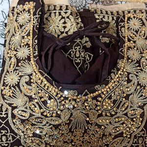 Brown Colour Embroidery Stone Work Dress