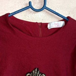 PG Trendy Designer Party Top Flared Maroon