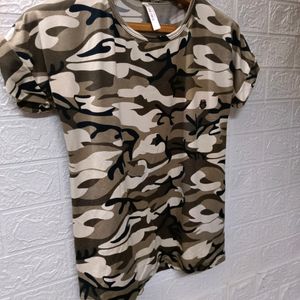 Military Print T-shirt For Small To Medium Size