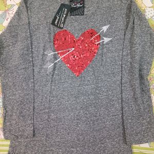 Grey Sramt T Shrit With Red heart ♥