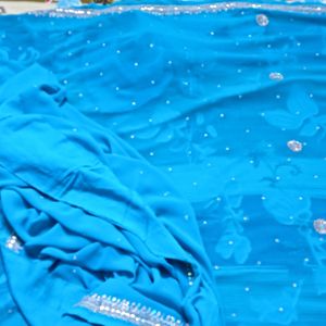 Blue Pure Hand Work Saree