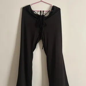 Black Flare Pants With Waist Tie Up