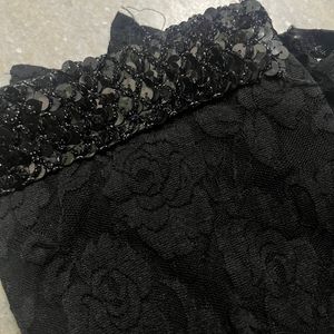 black lacy sequin tube top y2k