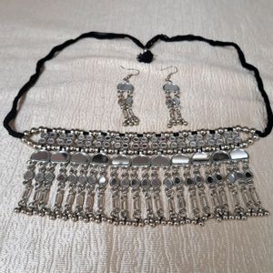 Beautiful Oxidized Mirror Necklace Set