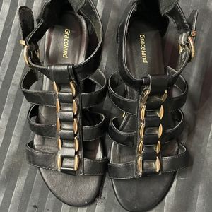 New Branded Leather Sandal With Golden Base