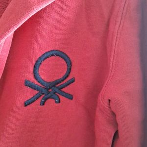 Red Zipped Oversized Hoodie