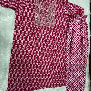 Pink Kurta Trousers Set